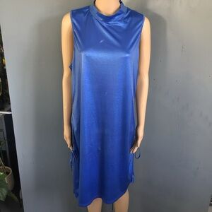Sleeveless Shiny Royal Blue Shift Dress